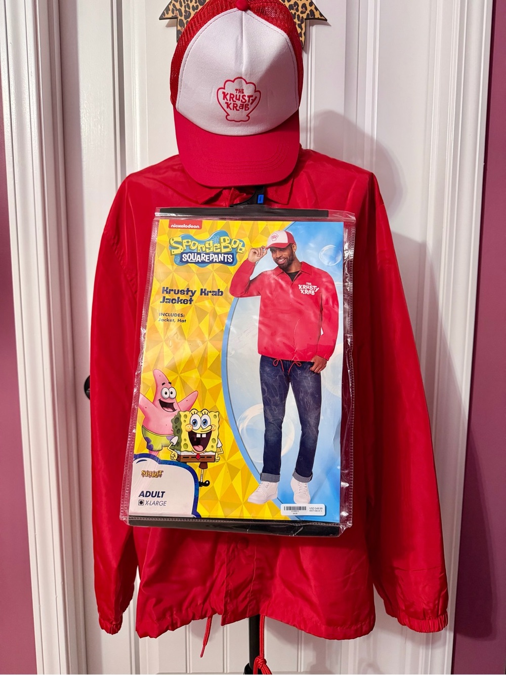 SpongeBob SquarePants Krusty Krab Jacket & Hat Costume Size XL
